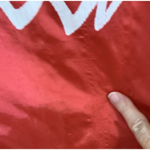 Vintage Cardinal Red  Satin Bomber Jacket Mens L Basketball Logo (Flaws/Read) - Picture 16 of 16